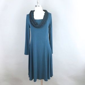 Chalet USA Blue Cowl Neck long sleeve dress